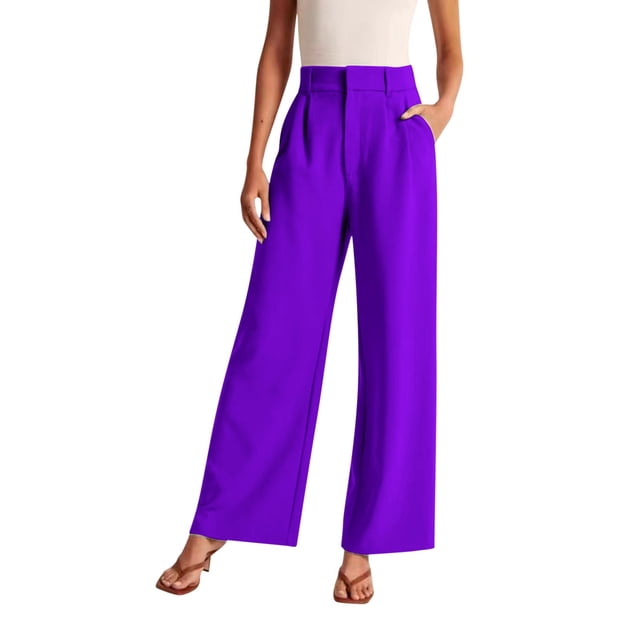 Kcodviy Women Wide Leg Pants Casual Pants for Women Plus Size with Pockets for Women Work Business Womens Plus Size Casual Dress Pants Casual High Waisted Dress Pants Flowy Trousers office