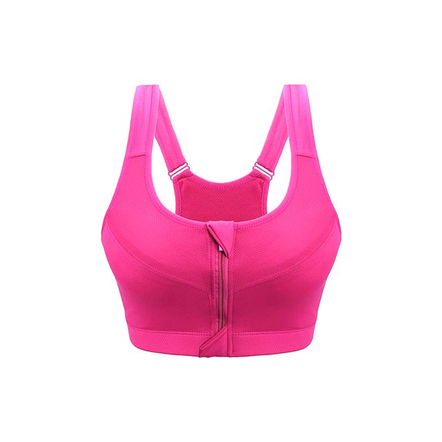 Julyccc Women's Front Zip Padded High Impact Sports Bra, One Size, Solid Color