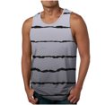 thumbnail image 1 of EGNMCR Débardeurs Homme Homme Décontracté Mode Dégradé Rayé Imprimé Chandail Col Rond Débardeurs de Sport, 1 of 4