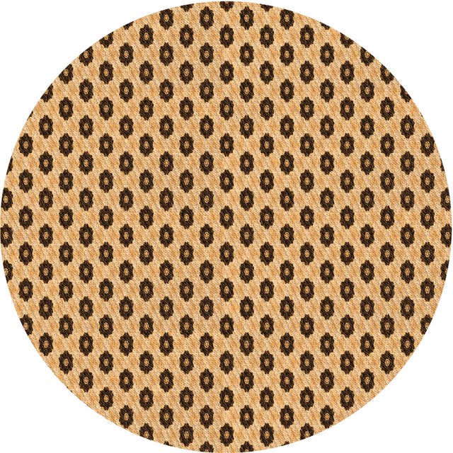 Ahgly Company Tapis d'Intérieur Ronds Lavables à la Machine de Style Transitionnel Jaune Orange, 3 Pieds Rond