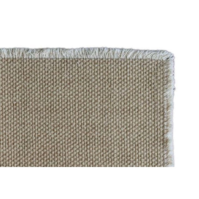 Fabstyles 100% Cotton Bali Table Runner close-up showing woven beige cotton fabric with fringed edges, heavyweight and machine washable, suitable for dining, kitchen, and outdoor tables.