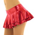 thumbnail image 2 of Sxiwei Women's Shiny Metallic Skirt High Waist Layered Pleated Ruffled Mini Skirt Rave Party Clubwear Metallic Red L, 2 of 7