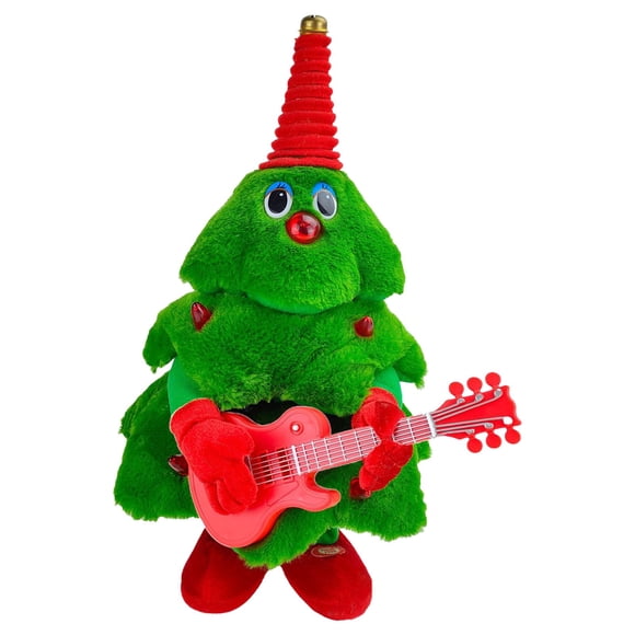 Singing Dancing Christmas Tree Plush Toys with Lights & 8 Music Christmas Carols for Saxophone & Repeat What You Say Christmas Tree Decor Table Party Toy Gifts for Family Friends Kids