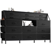 14 Drawer TV Stand – 55" Wide – Open Shelves & Side Pockets – Sturdy Metal Frame – Modern Storage – Bedroom, Living Room & Closet