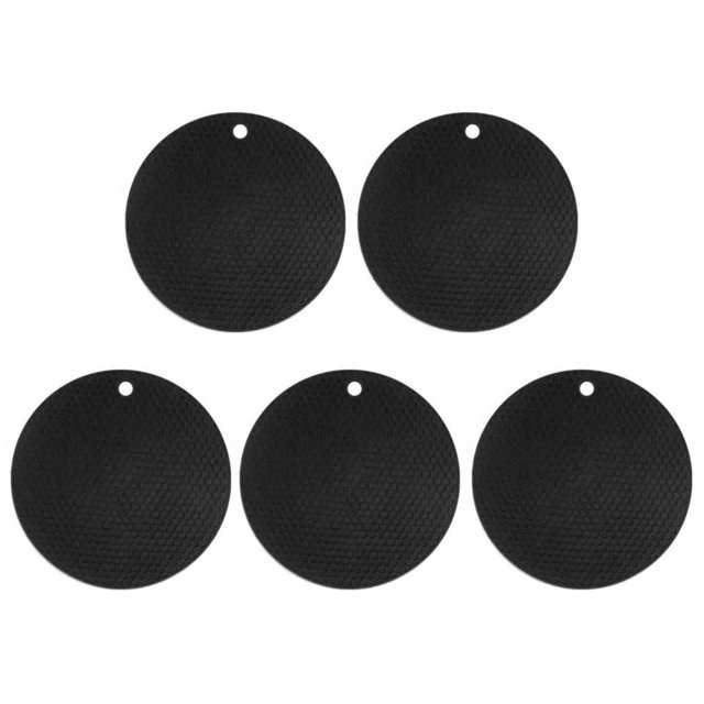 5Pcs Insulation Pad with Hanging Hole Honeycomb Design Anti-scalding TPR Dining Room Kitchen Table Tableware Placemat for Gifts