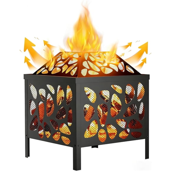 15.7 inch Small Fire Pit for Outside, Outdoor Wood Burning Fire Pit, Small Bonfire Pit,Firepit Bowl for Patio Camping Backyard Deck Picnic Porch