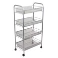 thumbnail image 1 of Solutions 4 Tier Mesh Rolling Kitchen Utility Cart with Wheels, Storage Cart Trolley with Handle , Ideal Organizers and Storage Shelves for Kitchen, Bathroom, Living Room, Laundry Room, Office, Silver, 1 of 1