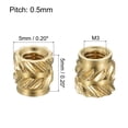 thumbnail image 2 of Uxcell Knurled Insert Nut M3 x 5mm L x 5mm OD Female Thread Brass Embedding Nut 60 Pack, 2 of 5