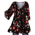 thumbnail image 1 of MAWCLOS Women Blouse V Neck Tops Ruched Tunic Shirt Elegant Beach Floral Print Pullover #5 M, 1 of 2
