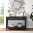 thumbnail image 3 of Yves Rubbed Charcoal Wood 2-drawer Sofa Table, 3 of 6