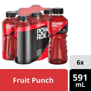 POWERADE Fruit Punch Electrolyte Sports Drink, 591 mL Bottles, 6 Pack