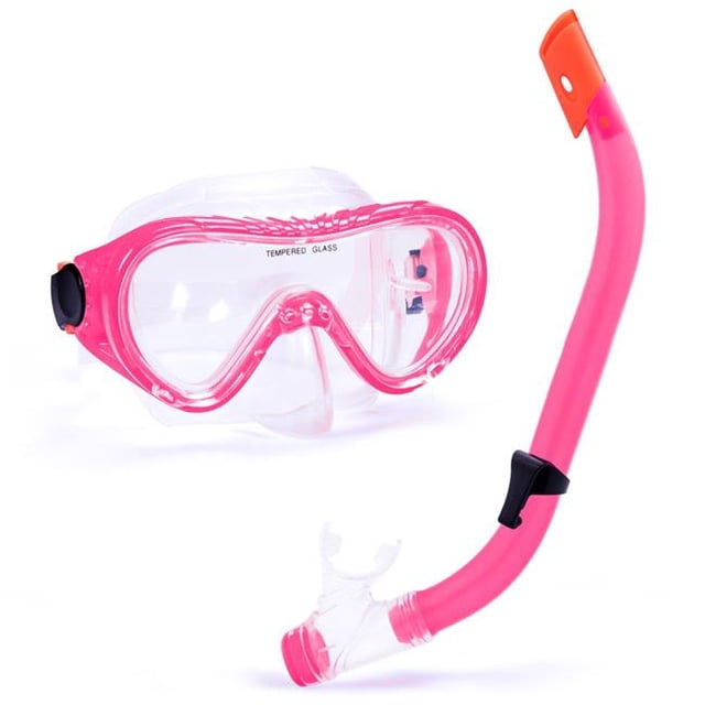 Ensemble de Plongée Semi-Sec et Snorkeling, Rose - Junior