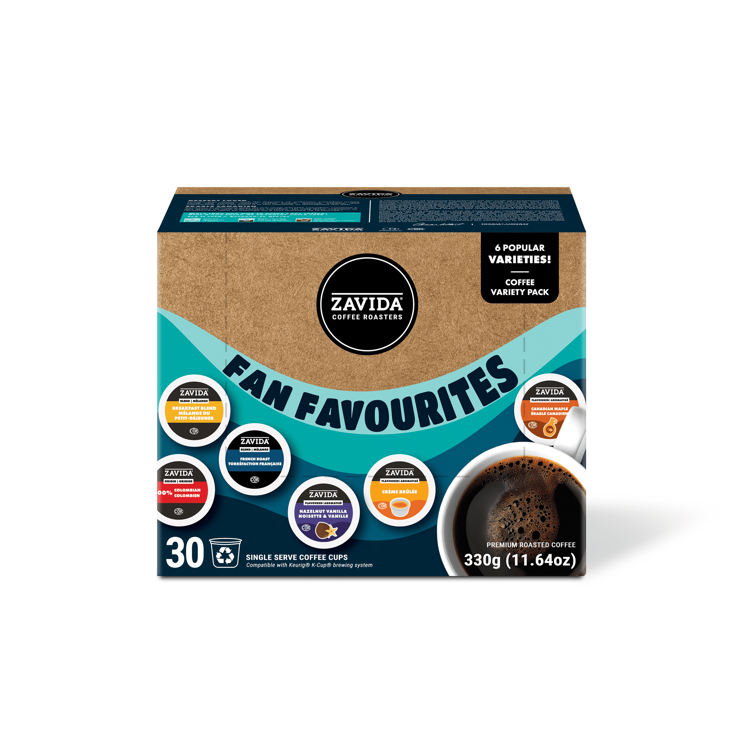 Zavida Flavour Explosion Variety Pack, Light, Medium & Dark Roast Coffee Pods, (30 Pods)