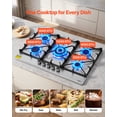thumbnail image 3 of VEVOR 36 inch Gas Cooktop 5 Burners Gas Stove Top, Max 38300BTU Built-in Stainless Steel Stove Top LPG/NG Convertible Dual Fuel Cooktop Stoves, 3 of 9
