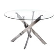 thumbnail image 2 of Star Round Glass Dining Table with Metal Star base in Shinny Gold, Glass Dining Table 36", 2 of 3