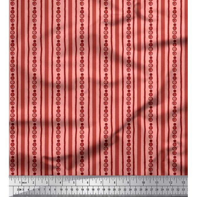 Soimoi Rayon Fabric Dot & Stripe Block Decor Fabric Printed Yard 42 Inch Wide