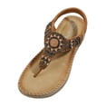 thumbnail image 1 of IUJSOY Womens Sandals Open Toe Bohemian Beaded Summer Slip on Flip Flops Walking Beach Shoes, 1 of 9