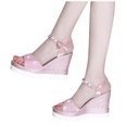 thumbnail image 4 of LSLJS Summer Ladies Shoes Fish Mouth Medium Wedge Heel Metal Buckle Women's Sandals, 4 of 4