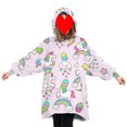 thumbnail image 2 of goowrom Family Cartoon Digital Printing Lamb Wool Warm Hooded Blanket, 2 of 9