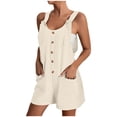 thumbnail image 1 of Kcodviy Short Rompers for Women Rompers Summer Casual Button Rompers Harem Jumpsuit for Women Overalls Jumpsuit Shorts Button Pajama Jumpsuits for Women Rompers, 1 of 5