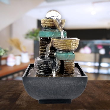 Tabletop Water Fountain Meditation With Lights Office Living Style 4