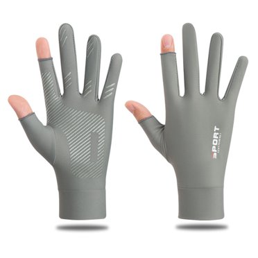 Mistaha Gants d'Été Antidérapants en Soie Glacée avec Protection Solaire pour Hommes et Femmes - Gants Sans Doigts pour la Pêche et le Vélo en Plein Air, Gris, Taille g