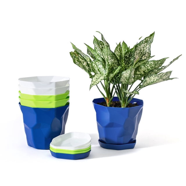 Plant Pots Set 6pcs Plastic Planters With Trays 16.5*20cm Flower Container For Seedling Transplanting Cutting