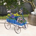 thumbnail image 4 of Gymax Patiojoy Chariot de Jardin en Bois pour Fleurs, Jardinière avec Roue, Jardin Cour Bleu, 4 of 10