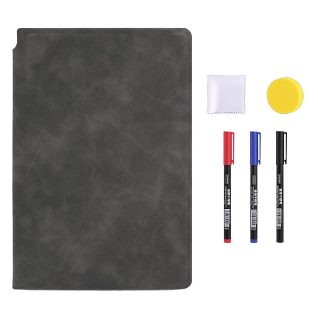 1 Pcs Carnet pour Tableau Blanc Réutilisable, Petit Tableau Effaçable à Sec Portable, Comprend 1 Chiffon, 3 Marqueurs et une Effaceur pour Tableau Noir, Mini Carnets Portatifs pour Tableau Blanc, Carnet de Dessin Réutilisable, (J, 6.6x9.5 Po)