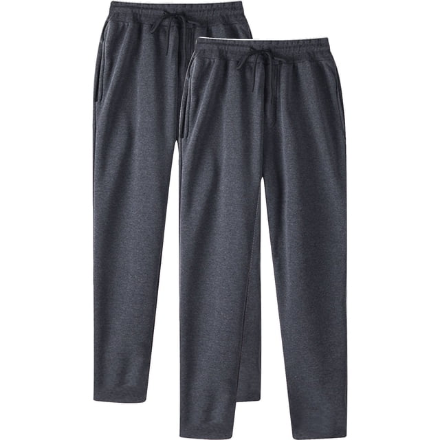 Men's Fashion Drawstring Elastic Waist Solid Color Casual Sweat Length Pants 2 PC RXIRUCGD Gris Foncé, Taille: 2TG