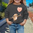 thumbnail image 2 of PMVFHDE Chandails à Col Rond Fille Automne et Hiver Saint-Valentin à la Mode et Intéressant Imprimé Chiot Chandail à Capuchon pour Enfants Gris Foncé, 4-5 Ans, 2 of 4