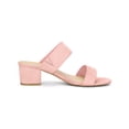 thumbnail image 3 of BLISSFUL STEP Women's Shoes Dual Straps Mid Block Heel Slide Sandals Light Pink 5.5, 3 of 8