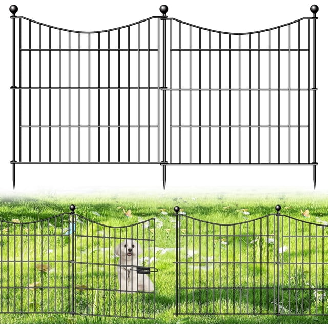 Panels Decorative Garden Fence with Gate Dog Fence Outdoor for Yard Animal Barrier Fence No Dig Rustproof Metal Garden Edging Fence and Borders Temporary Fenc