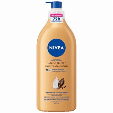 NIVEA Cocoa Butter 72-Hr Moisture Body Lotion for Dry Skin with Hyaluronic Acid, 625 mL