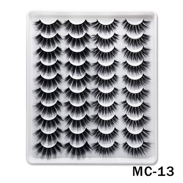 False Eyelashes Faux Mink Lashes 20 Pairs Long Dramatic Fluffy Volume Natural Fake Eyelashes Value Pack MC-13