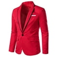 thumbnail image 1 of Men Solid Casual Long-sleeved Slim Single-row One-button Small Suit Coat, 1 of 3