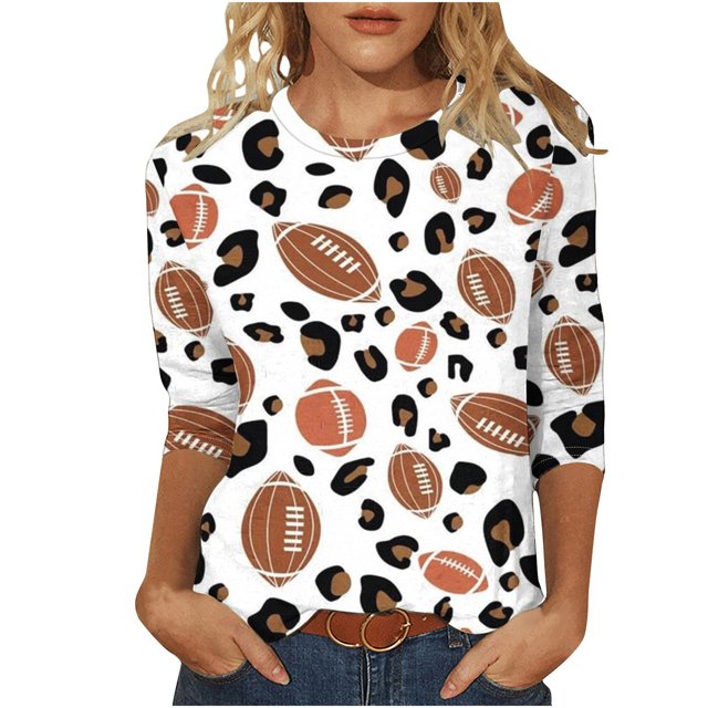 Blouses pour Femmes T-Shirt Imprimé Manches 3/4 Blouse Col Rond Décontracté, Blouses pour Femmes T-Shirts pour Femmes, Blouses pour Femmes Décontractées