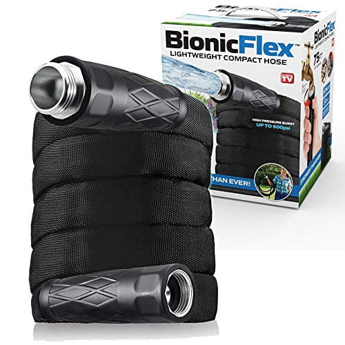 Bionic Flex Black 75 ft Kink Free Lightweight Weatherproof Garden Hose with Metal Fittings