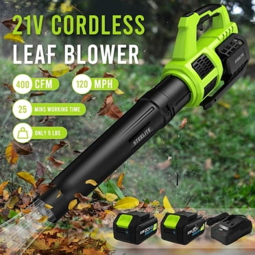 Steelite 21V Cordless Leaf Blower,120 MPH 480 CFM,Electric Lightweight Blower with 2 x 4.0Ah Battery Packs and Charger,for Lawn Care, Patio Cleaning, Blowing Leaves and Dust