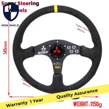 Volant de Sport à Fond Plat en Cuir Suédé de 14 Pouces pour Mitsubishi Fit MOMO NRG wheels -