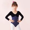 thumbnail image 2 of Justaucorps de Ballet pour Filles Robe de Danse à Manches Longues Robe d'Entraînement Patchwork Vêtements de Balle pour Adolescentes Bleu 11-12 Ans, 2 of 4