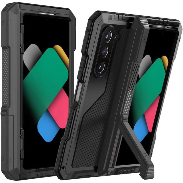 Metal Case for Samsung Z Fold 6 Military Grade Armor Rugged Case with S Pen Holder Metal Stand Hinge Protection Screen Protector Drop Tested Shockproof Full Cover case for Z Fold 6 (Black)