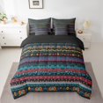 thumbnail image 2 of Bohemian 7 Piece Comforter Set Full Bed In A Bag,Boho Bedding Sets Exotic Tribe Striped Sheet Set With Comforter,Tribal Art Bed Set, 2 of 5