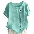 thumbnail image 2 of Timegard Plus Size Tops for Women Round Neck Short Sleeve Button Lightweight Blouse Casual Loose Tops, 2 of 5