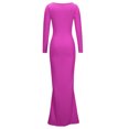 thumbnail image 4 of EQWLJWE Robes Moulantes pour Femmes Élégantes Col Rond Ajusté Manches Longues Aguichant sous-Couche Robe Nuisette, 4 of 6