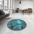 thumbnail image 4 of Ahgly Company Machine Washable Indoor Square Transitional Dark Turquoise Green Area Rugs, 5' Square, 4 of 7
