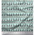 thumbnail image 1 of Soimoi Green Rayon Fabric Flower & Rabbit Folk Art Printed Fabric 1 Yard 56 Inch Wide, 1 of 5