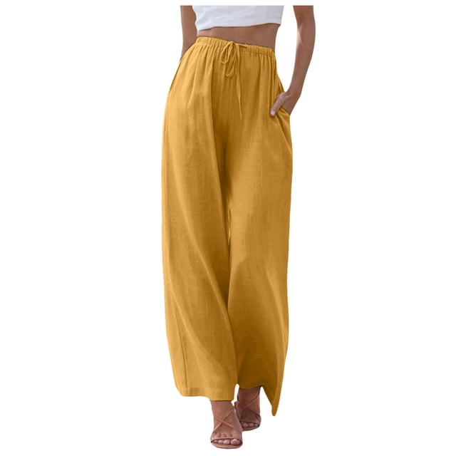 Women's High - Waisted Wide - Leg Chiffon Pants - Drawstring Elastic, Comfortable, Printed, Suitable for Multiple Occasions, S - XXL Sizes
