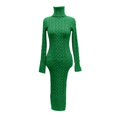 thumbnail image 4 of Kcodviy Robes Chandail à Col Roulé à Manches Longues pour Femmes, Manches Bouffantes, Robes Moulantes en Tricot pour le Souper, Robes Midi de Soirée pour Femmes, Robes Chandail, 4 of 4