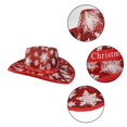 thumbnail image 2 of Snowflake Pattern Fedora Hat Cowboy Hat with Roll Brim Western Jazz Hat, 2 of 3